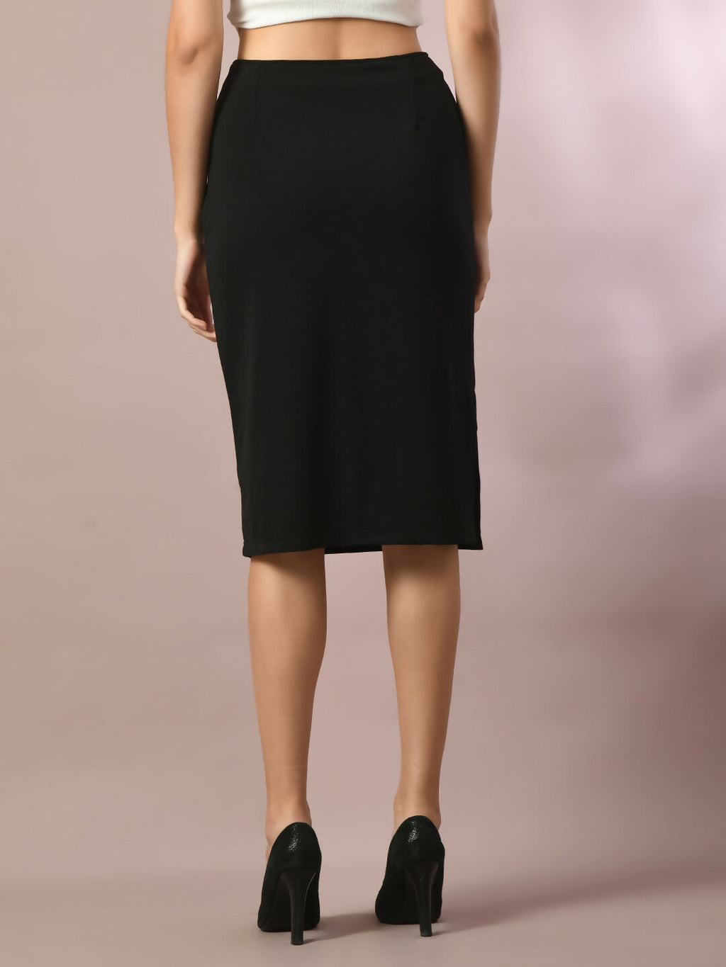 Myshka Women's Black Solid Knee Length Party Embellished Skirts | Grocsy