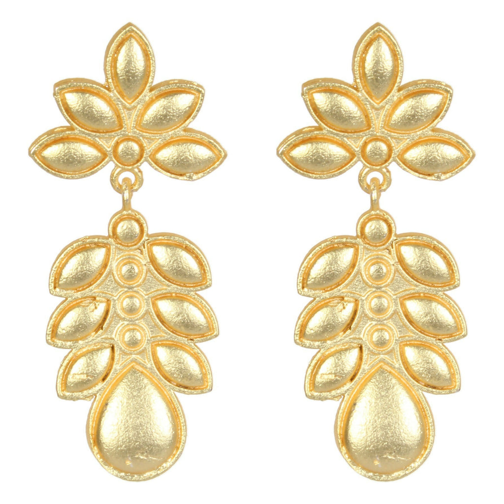 Joban Fashion Women Matte Gold Brass Earrings | Grocsy
