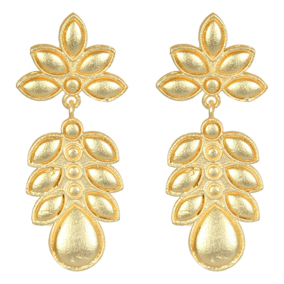 Joban Fashion Women Matte Gold Brass Earrings | Grocsy