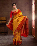 DEIANA'S Beautiful Designer Golden zari Soft Lichi Silk Saree - Yellow | Grocsy