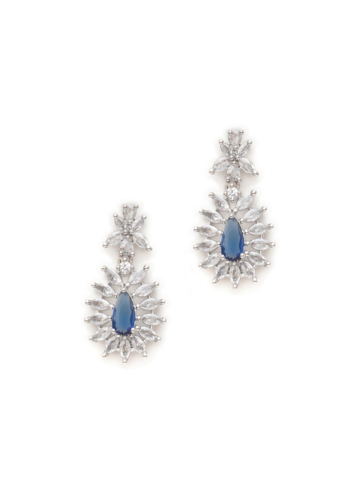 Long kundan earring (Blue) - Ruby Raang | Grocsy