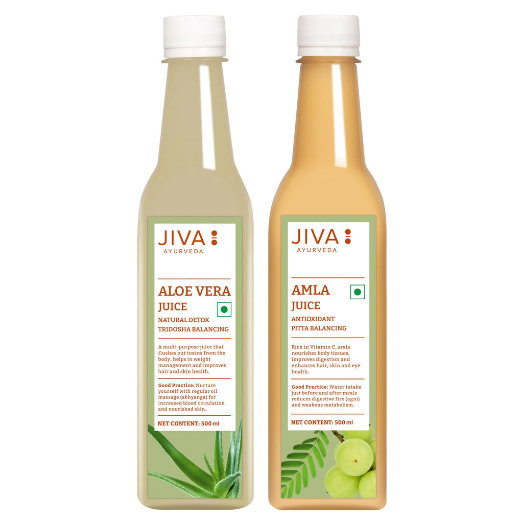 Jiva Ayurveda Amla Juice and Aloevera Juice Combo | Grocsy
