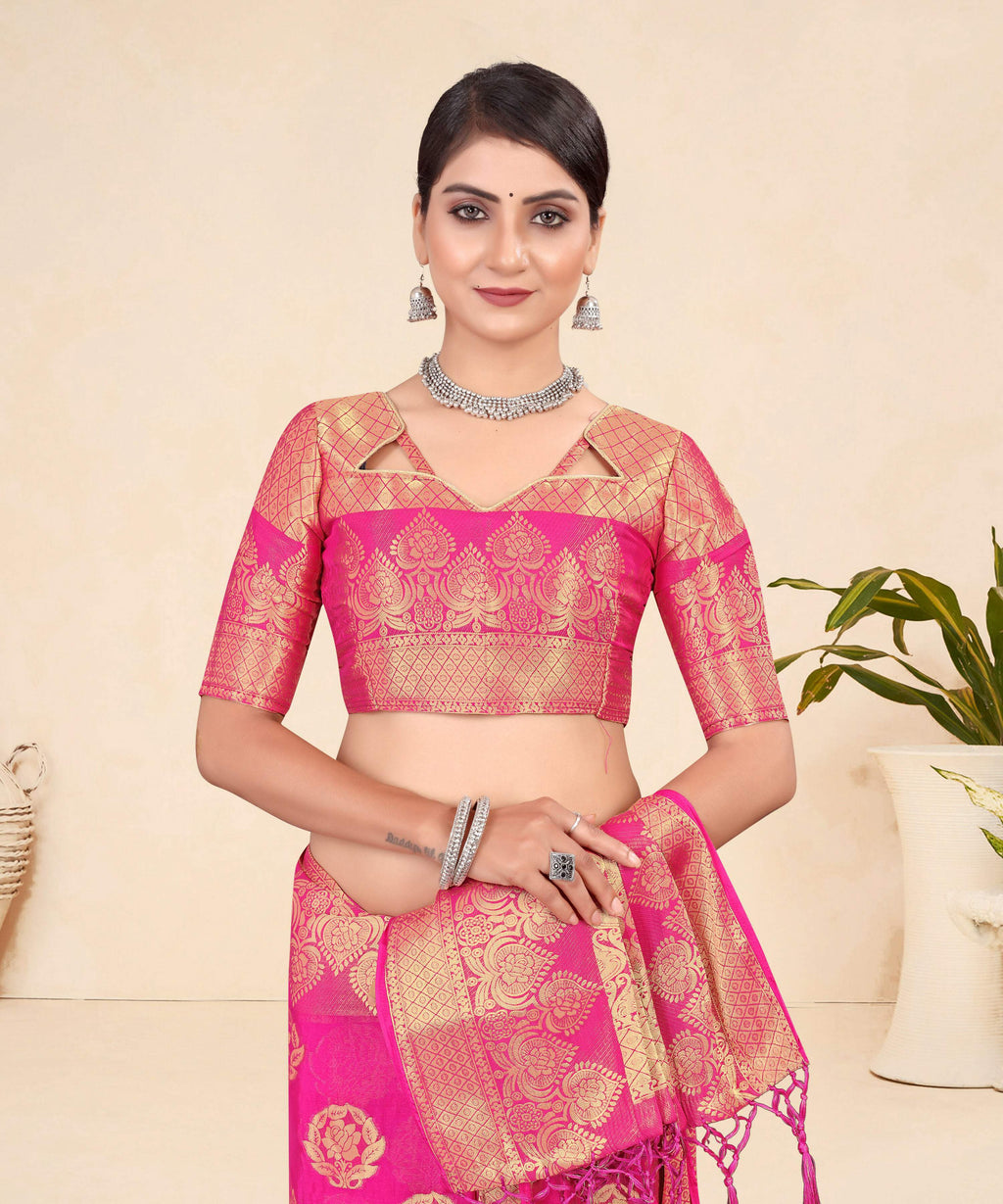 Pink Viscose Weaving Designer Saree - Vandini | Grocsy
