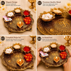Chhariya Crafts Metal Pooja Thali With Diya | Grocsy