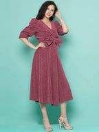 Women Republic Pink Dress with Attached Bow | Grocsy