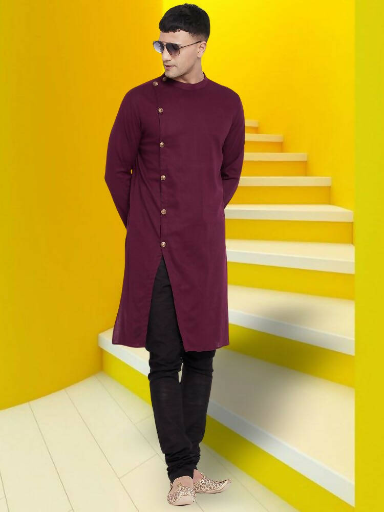 Even Apparels Pure Cotton Maroon Asymetrical Kurta - Maroon | Grocsy