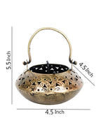 CraftVatika Gold-Toned Metal Degchi Hanging Tealight Candle Holder | Grocsy