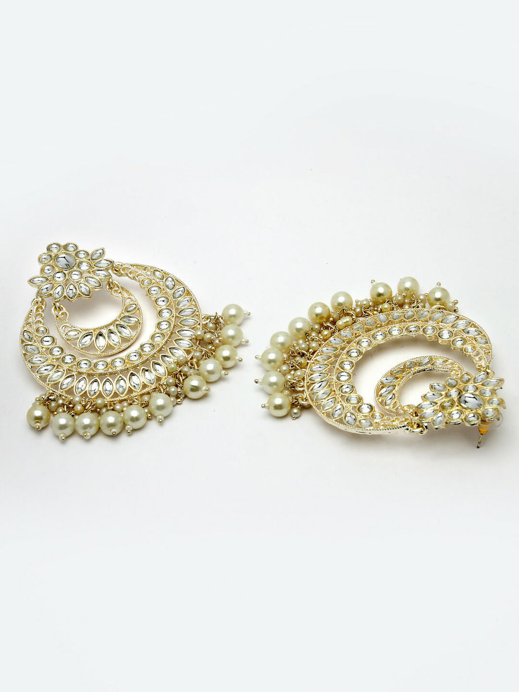 NVR Women Gold-Polished Kundan Handcrafted Chandbalis Earrings | Grocsy