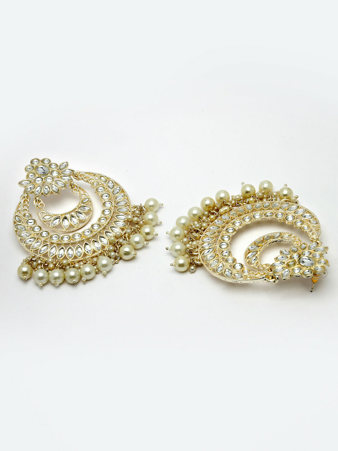 NVR Women Gold-Polished Kundan Handcrafted Chandbalis Earrings | Grocsy