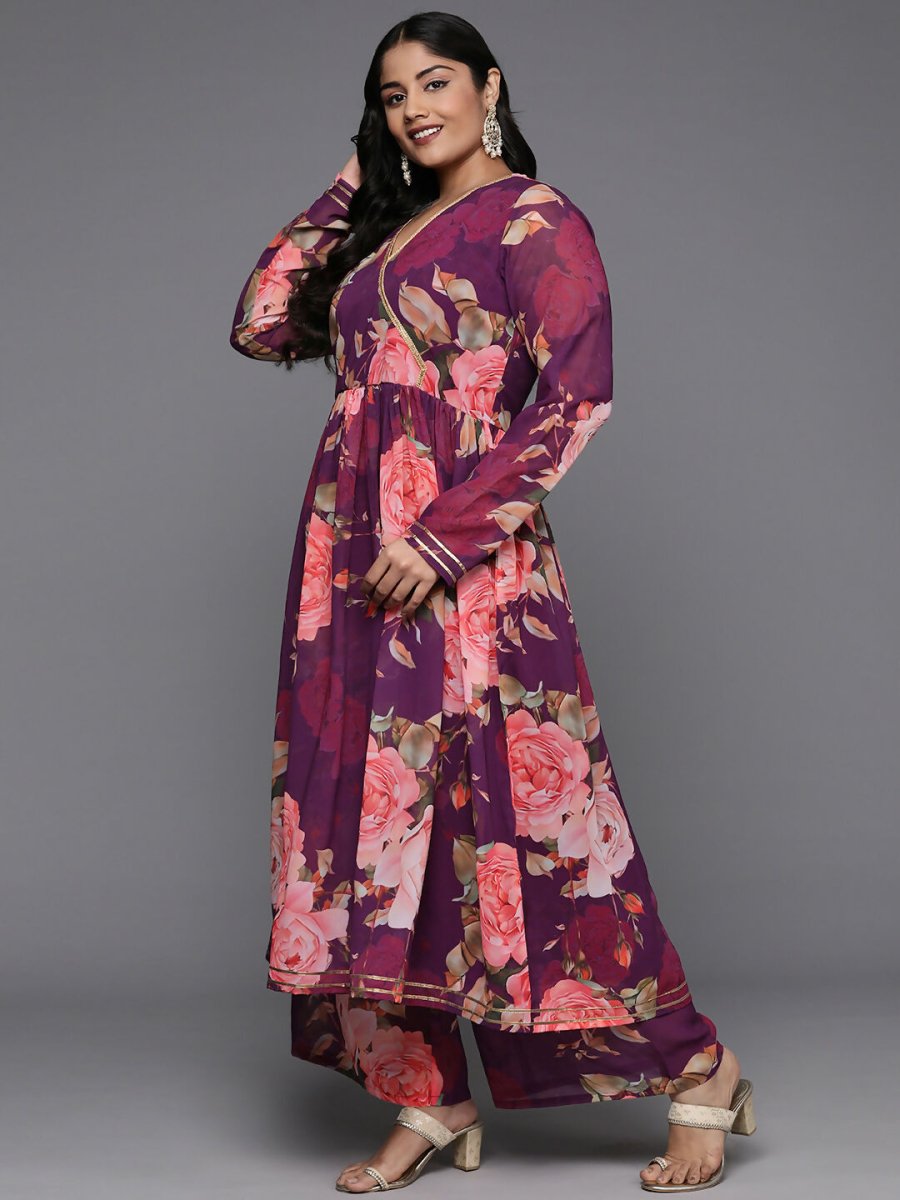 Ahalyaa Women's Traditional wear Kurta Set - Purple | Grocsy
