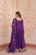 Joban Fashion Purple Georgette Sequence Embroidery Work Kurta Set | Grocsy