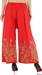 Mominos Fashion Red Floral Design Palazzo | Grocsy