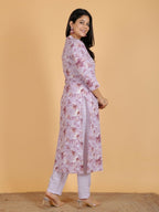 Aramya Straight Soft Cotton Gold foil Print Women's Kurta - Purple | Grocsy