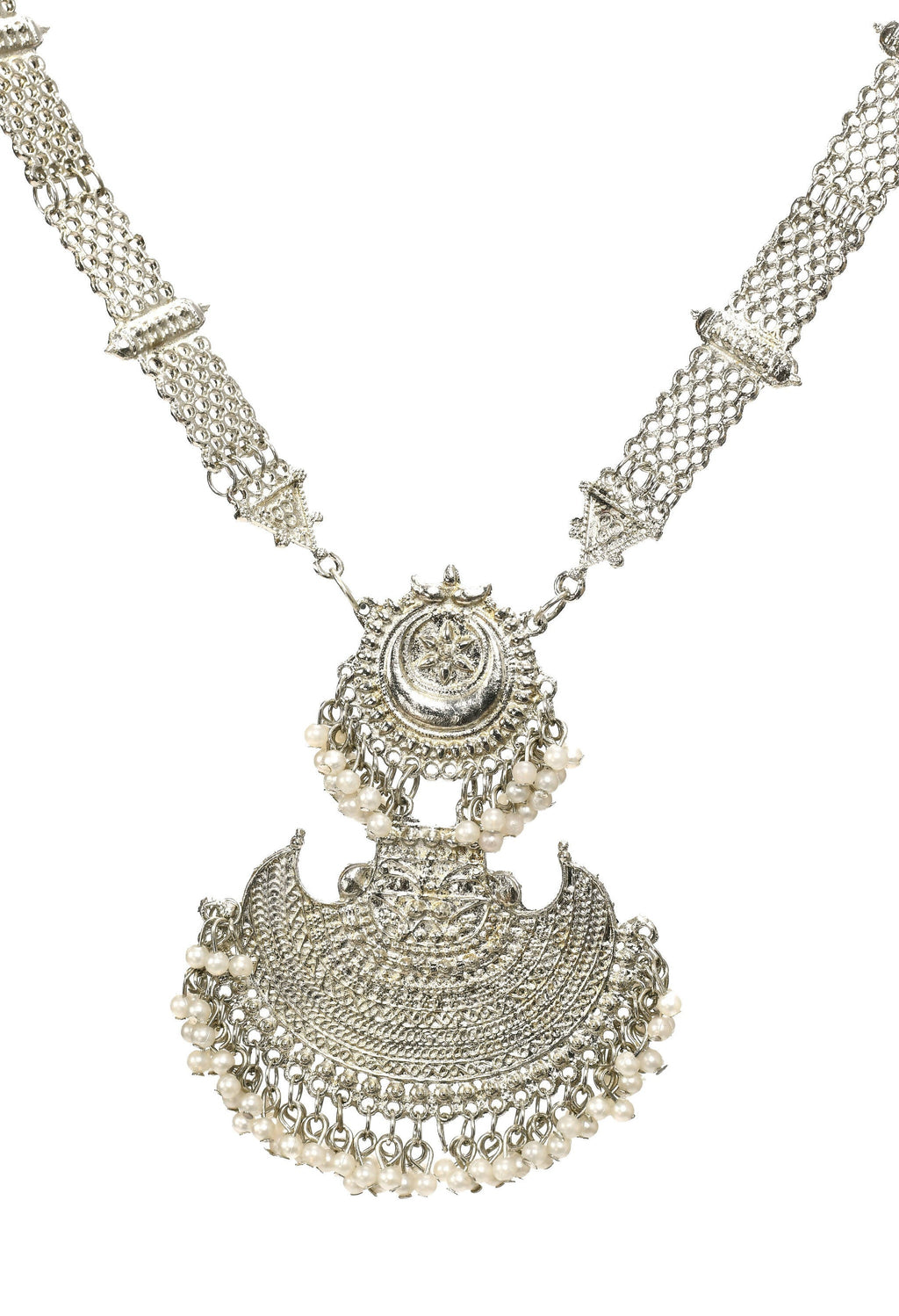 Mominos Fashion Johar Kamal Silver-Plated Brass Finish Rani Haar Statement Necklace For Women | Grocsy