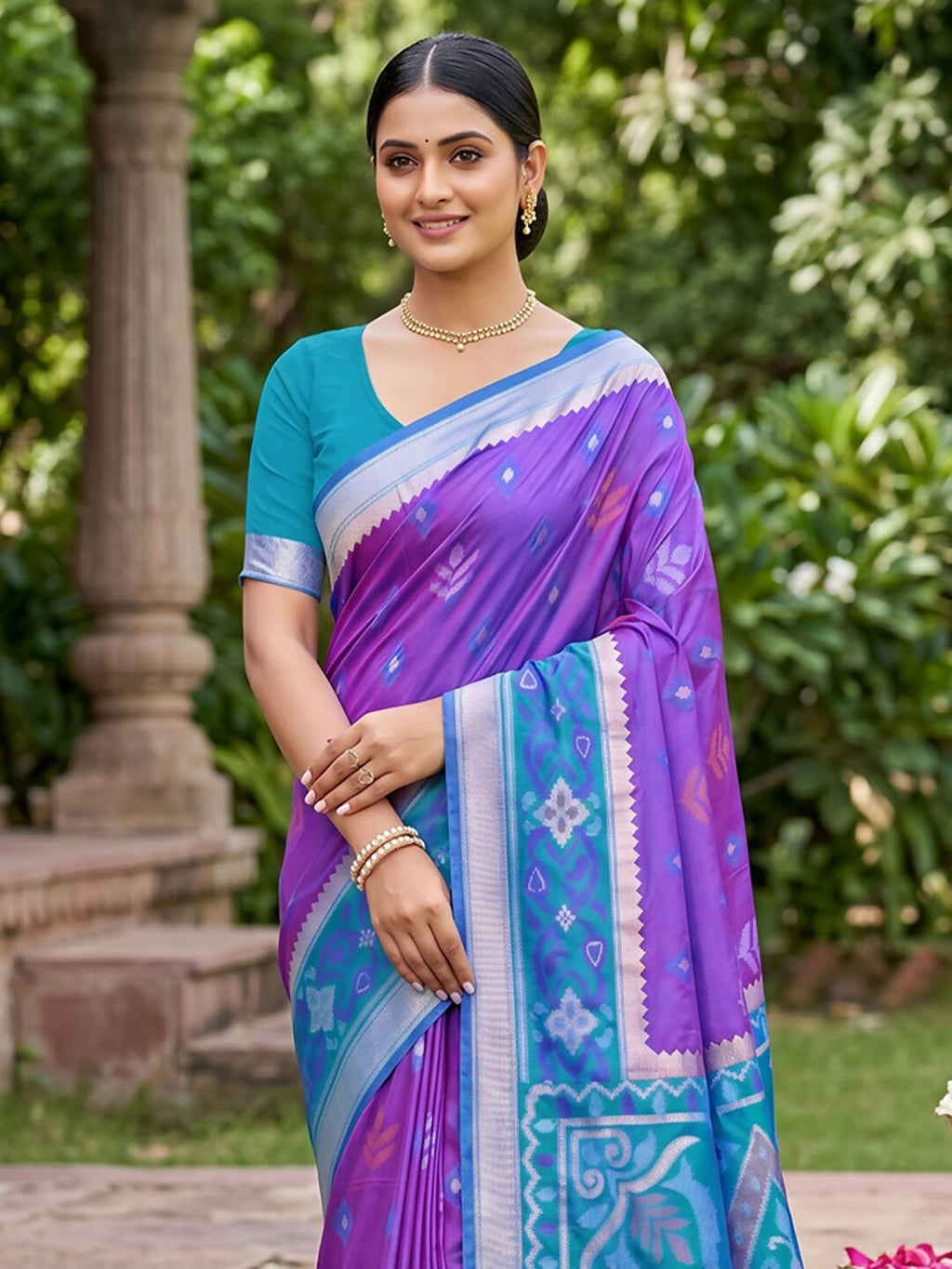 Shree Shyam Fashion Purple Soft Silk Saree | Grocsy