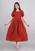 Vamika Red Cotton Printed Party Wear/Casual Wear Kurti | Grocsy