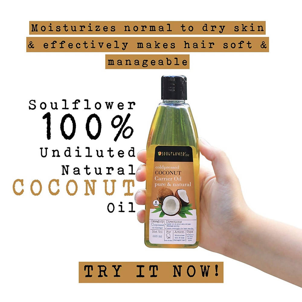 Soulflower Coldpressed Coconut Carrier Oil Pure & Natural | Grocsy
