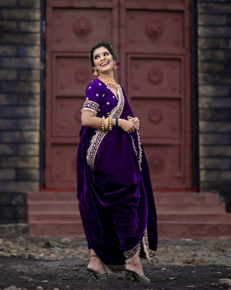 Joban Fashion Blue 9000 Velvet Party Wear Sarees | Grocsy