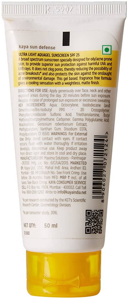 Kaya Ultra Light Aquagel Sunscreen SPF 25 | Grocsy