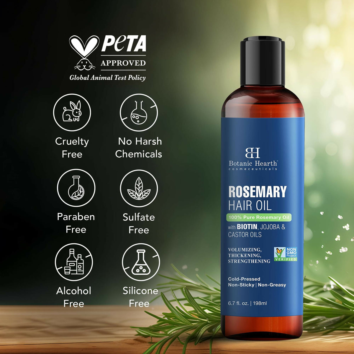 Botanic Hearth 100% Pure Rosemary Oil For Hair Growth, Controls Hair Fall, Promotes New Hair Growth | Grocsy