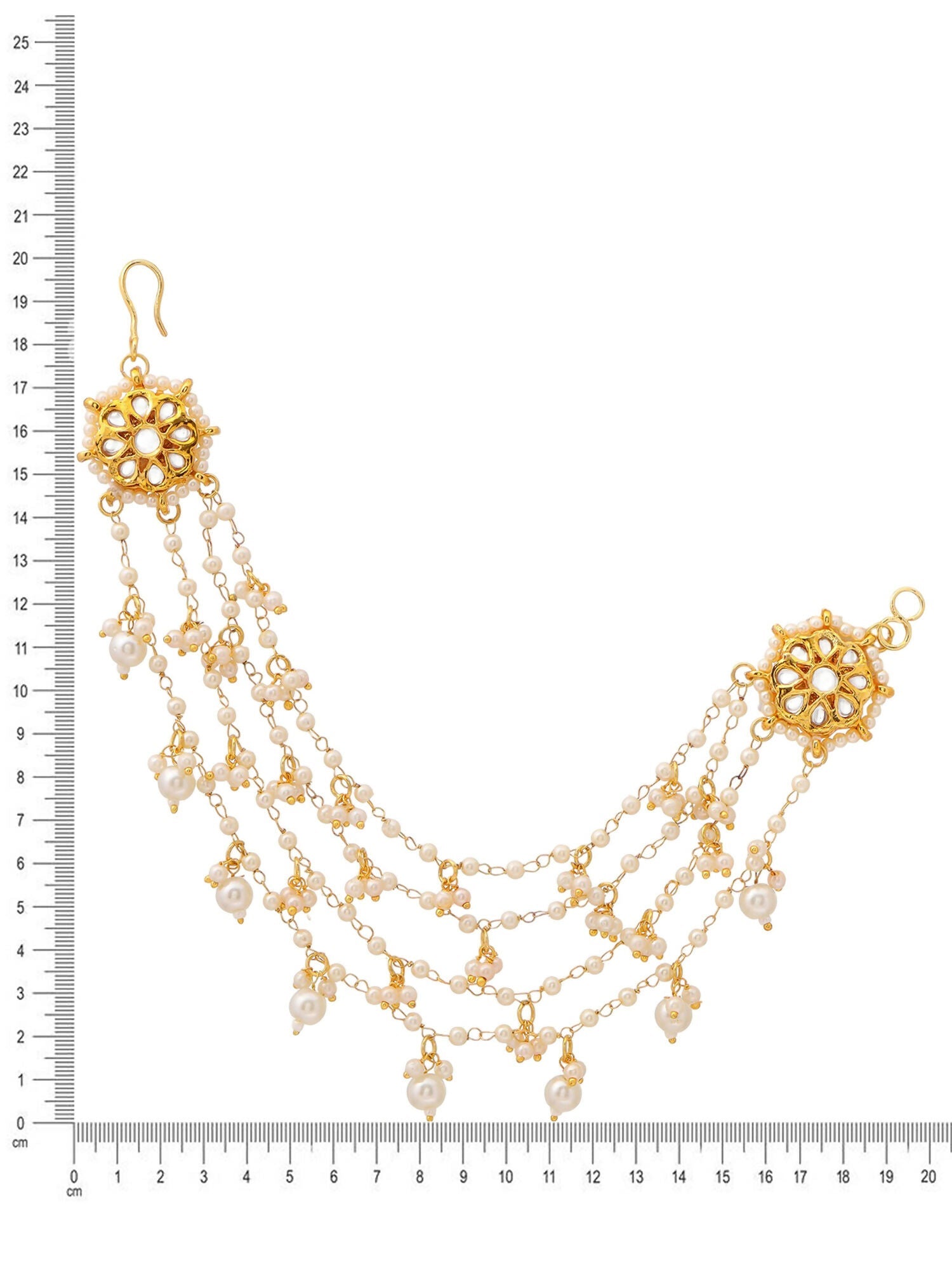 Ruby Raang Gold Kundan and Pearl Chain (set of 2) | Grocsy