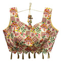 Vamika Cream Banglori Silk Digital Print And Embroidery Blouse | Grocsy