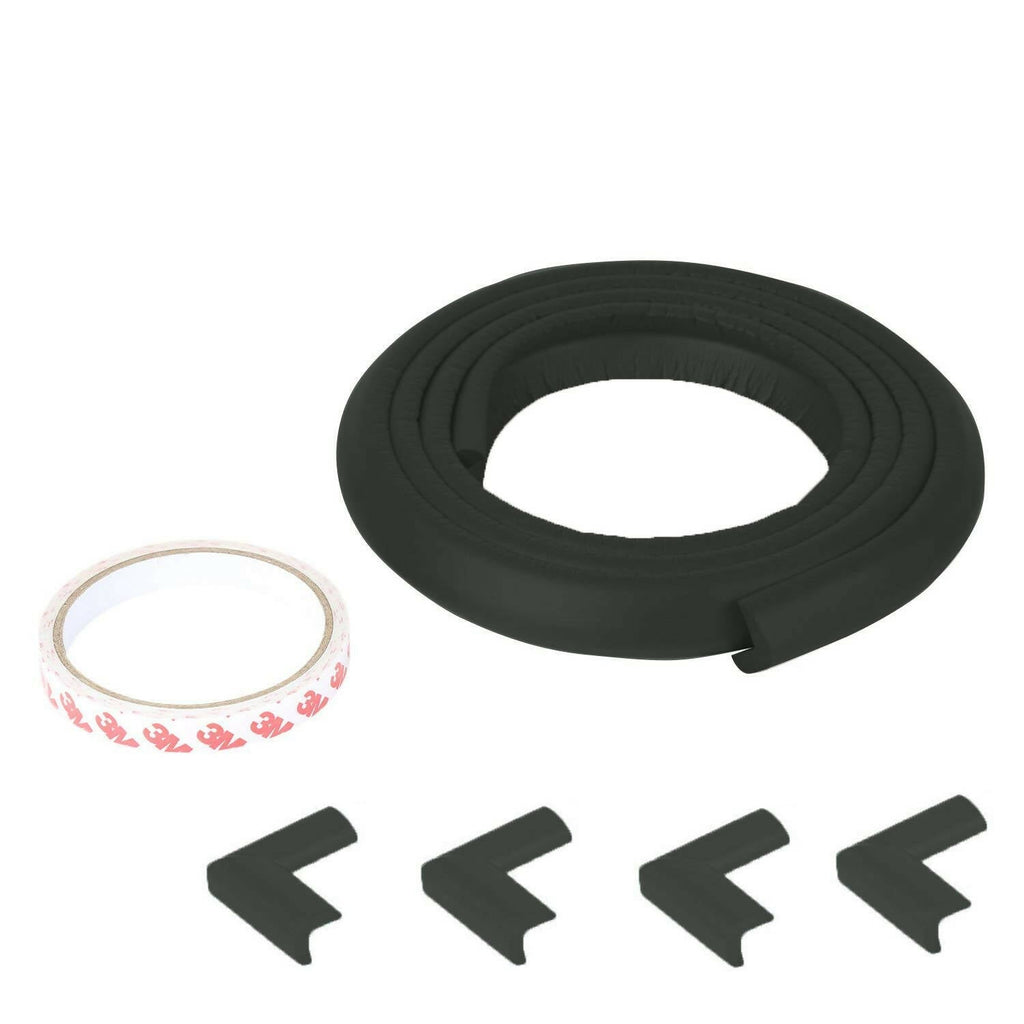 Safe-O-Kid Unique High Density L-Shaped 2 Mtr Long 4 Large Edge Guard With 16 Corner Cushions - Black | Grocsy