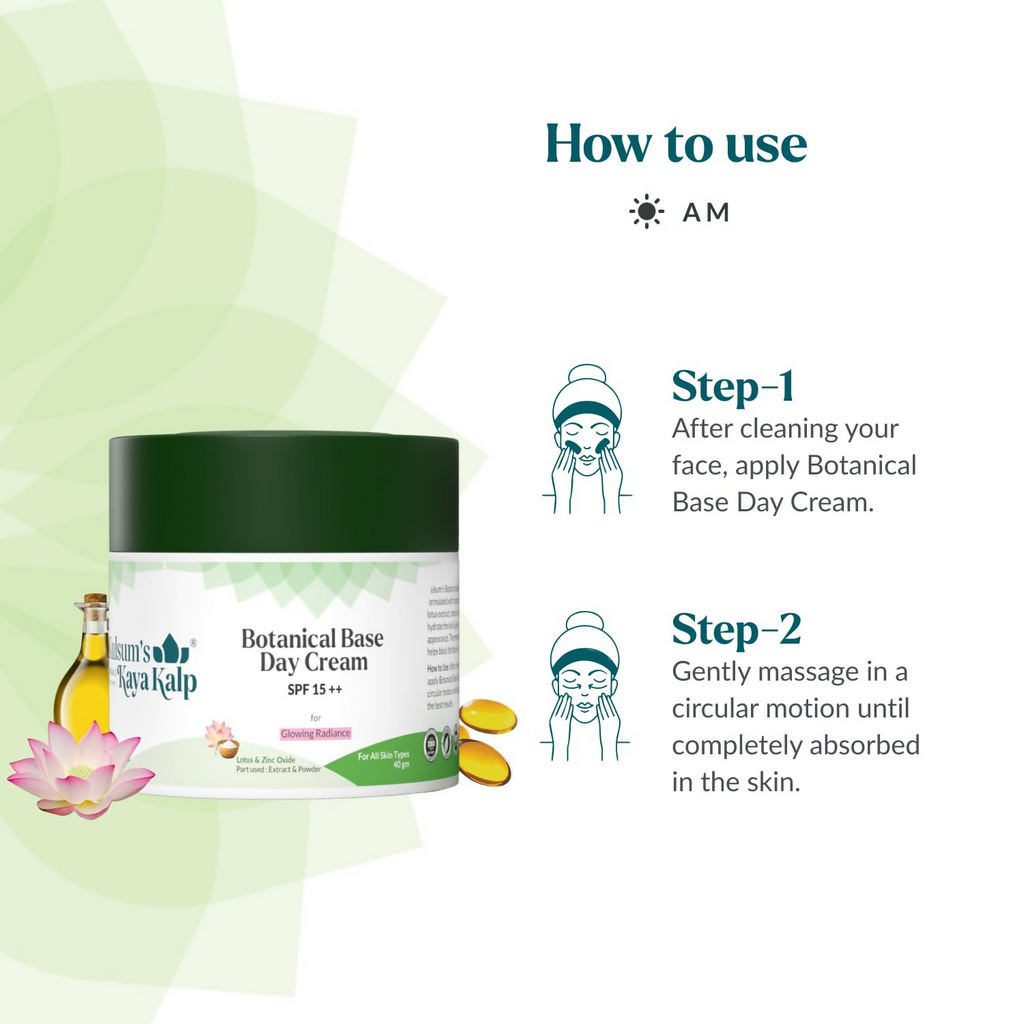 Kulsum's Kaya Kalp Botanical Base Day Cream SPF 15++ For Glowing Radiance | Grocsy
