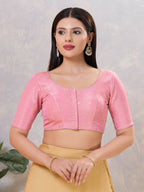 Joban Fashion Women Silk Light-Pink Stitched Blouse | Grocsy