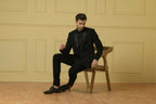 Burgundy Designer Tuxedo With Black Satin Lapels by Hilo Design | Grocsy