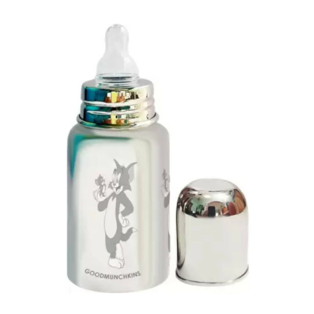 Goodmunchkins Stainless Steel Feeding Rustfree Bottle with 2 Anti Colic Silicone Nipple For Kids 300ml | Grocsy