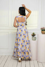 Myshka Women Multi-Floral Rayon A-Line Round Neck Dress | Grocsy