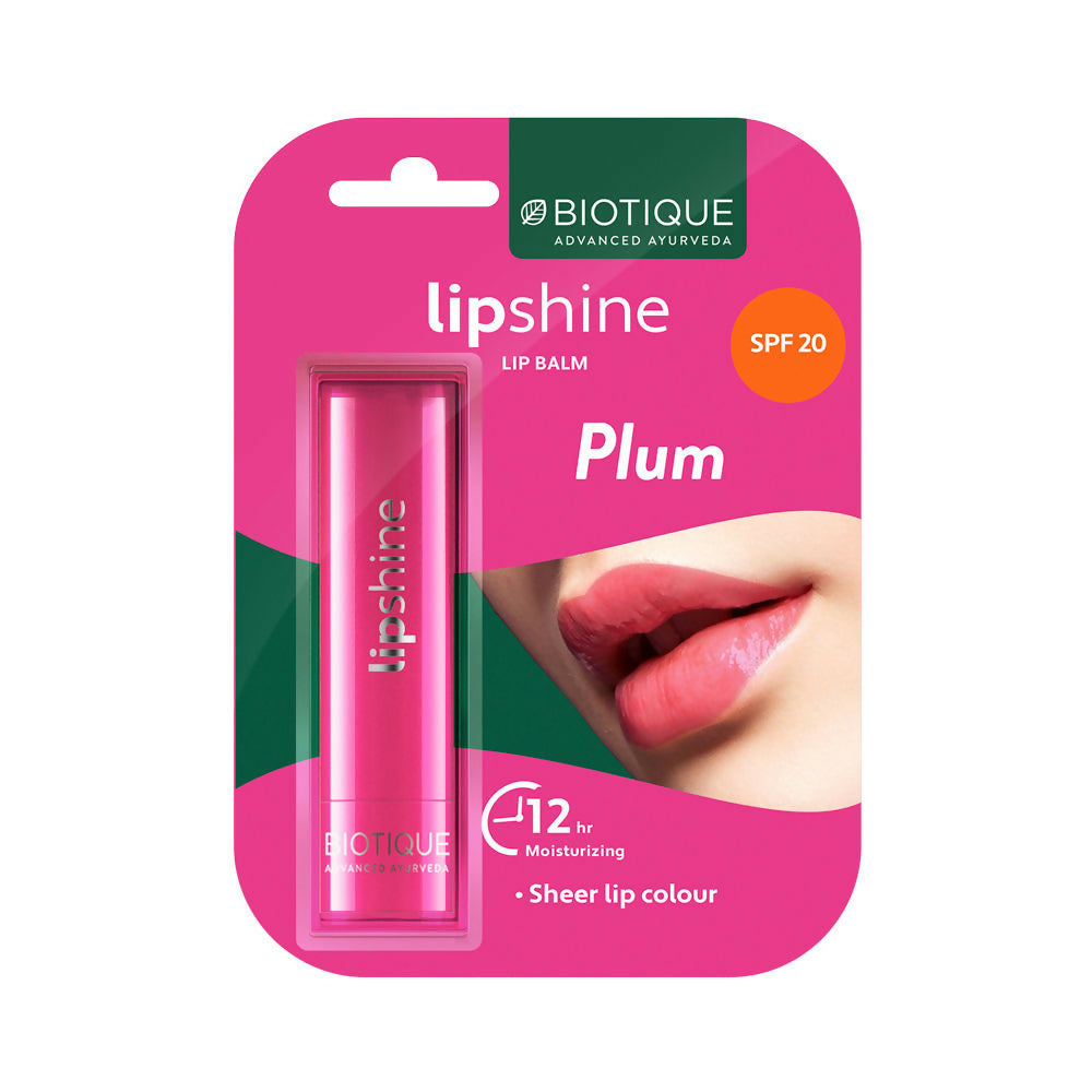 Biotique Lipshine Lip Balm SPF 20 - Plum | Grocsy