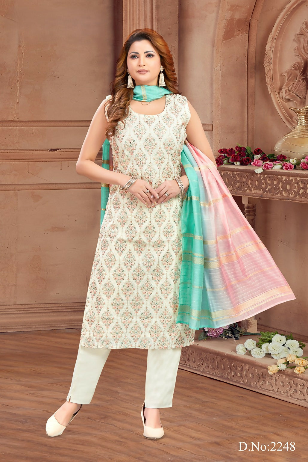 Joban Fashion Women Soft Silk Cream Round Neck Emroidery Kurta Set | Grocsy