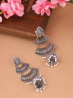 NVR Women Silver Toned Contemporary Jhumka Earrings | Grocsy