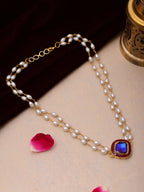 Ruby Raang Blue Meenakari & Pearl Choker | Grocsy