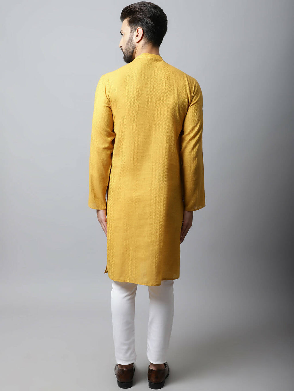 Even Apparels Yellow Color Pure Cotton Men's Kurta With Side Placket (SLD1192) | Grocsy