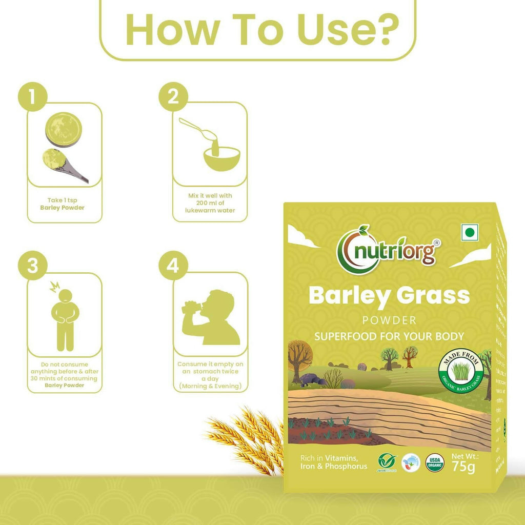 Nutriorg Certified Organic Barley Grass Powder | Grocsy