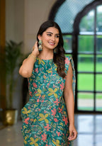 Partywear Designer Green Slime Georgette Fancy Saree - Anbazaar | Grocsy