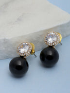 Diamond Studs with Black Drop- Ruby Raang | Grocsy
