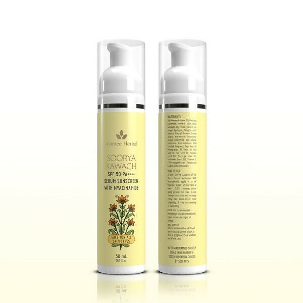 Avimee Herbal Soorya Kawach SPF 50 PA++++ Niacinamide Serum Sunscreen | Grocsy