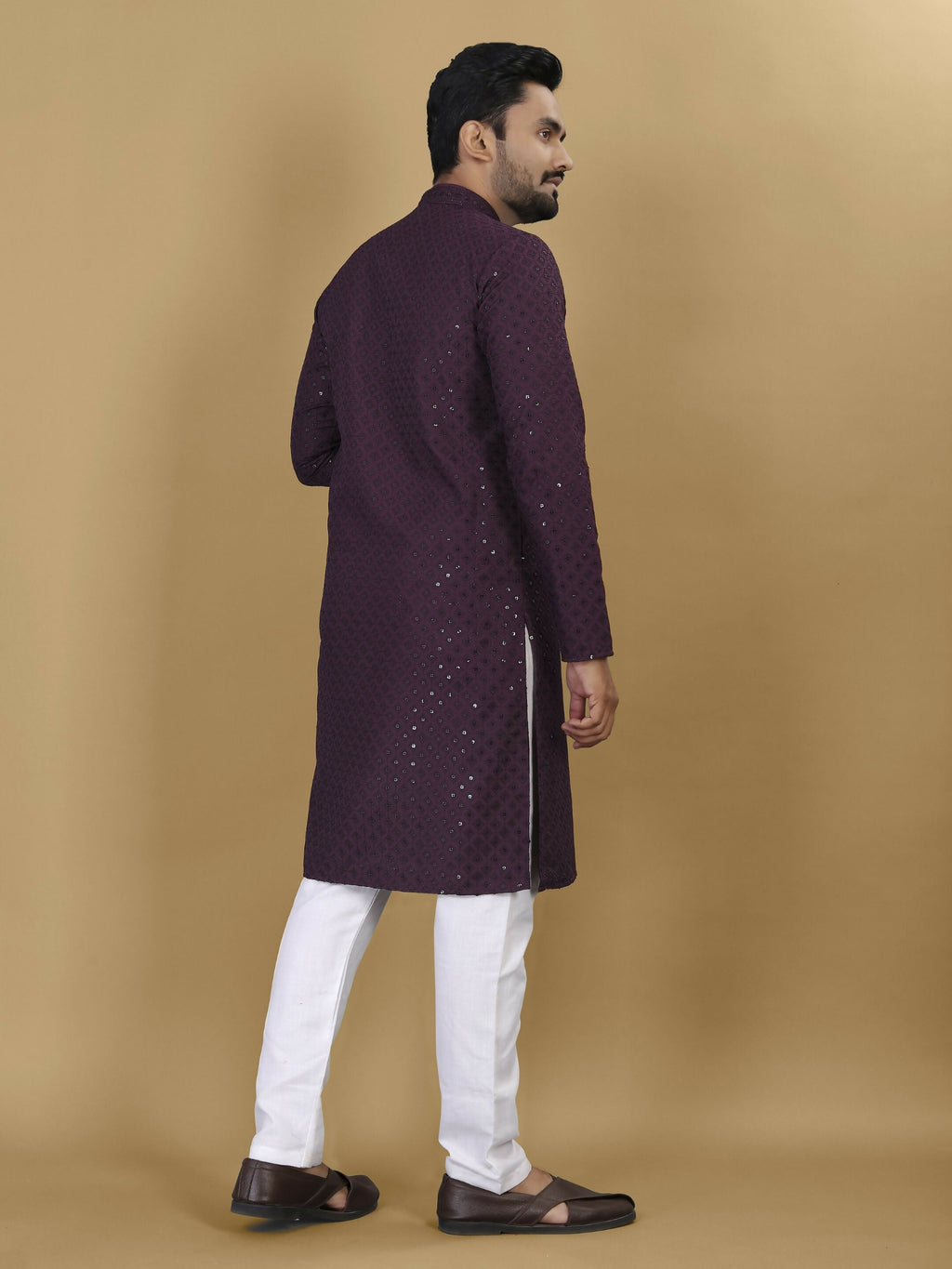 Anaita Purple Embroidered Rayon Straight Kurta | Grocsy