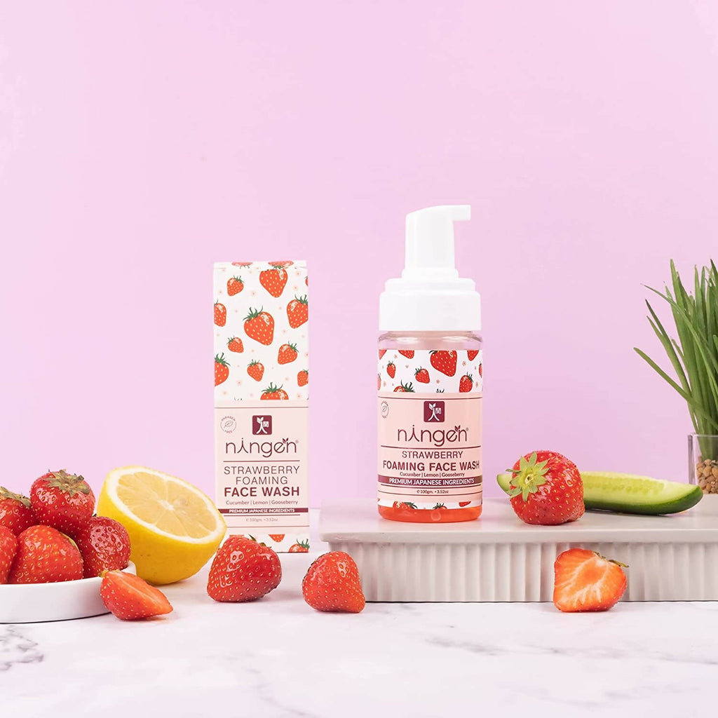 Ningen Strawberry Foaming Face Wash | Grocsy
