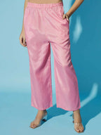 Myshka Women Pink Printed Kurta & Trousers With Dupatta | Grocsy