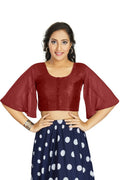 Aastha Fashion Women's Women's Maroon Art Silk Umbrella Sleeves Readymade Blouse | Grocsy