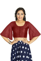 Aastha Fashion Women's Women's Maroon Art Silk Umbrella Sleeves Readymade Blouse | Grocsy