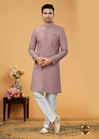 Joban Fashion Men's Light Purple Seltor Plain Kurta Pyjama set | Grocsy