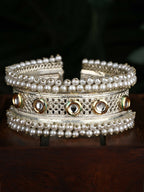 Joban Fashion Women White Beads Style Silver Tone Bangle | Grocsy