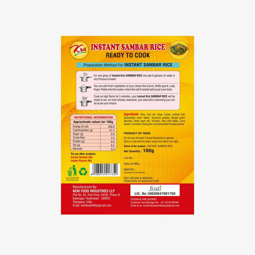 Kris Instant Sambar Rice | Grocsy