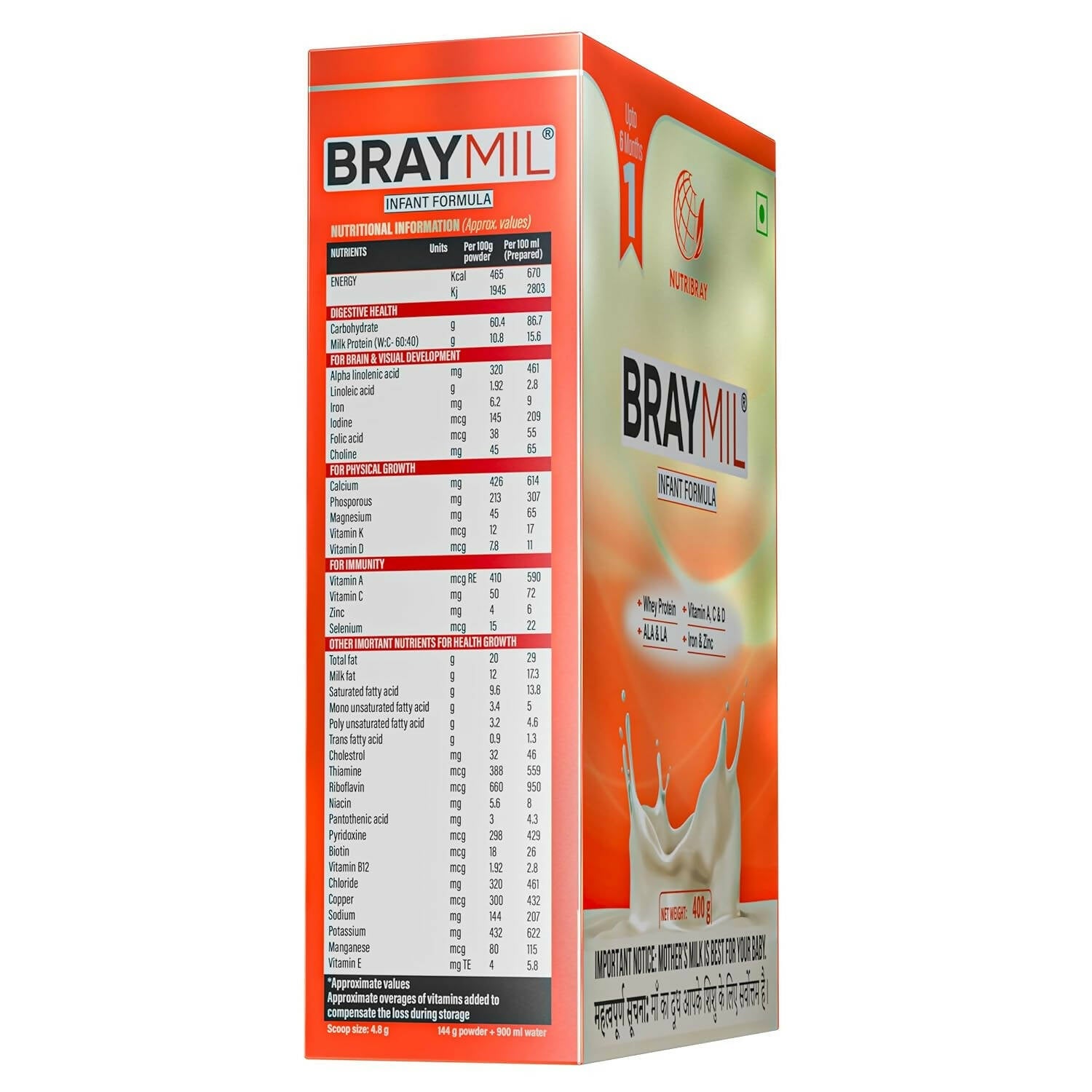 Braymil 1 Infant Formula Milk Powder (Upto 6 Months) | Grocsy